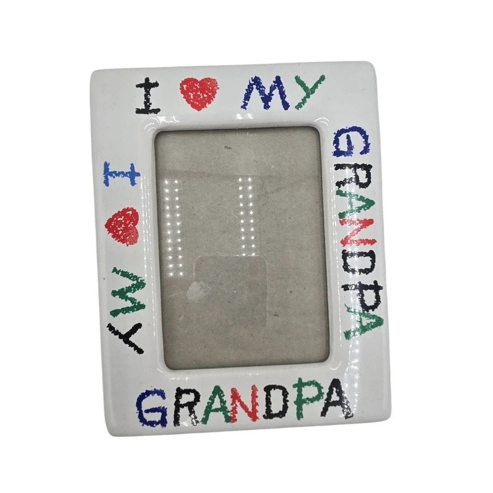 I Love My Grandpa Ceramic Picture Frame White Multi Color Tabletop Decor